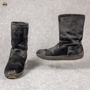 Tecnica Goat Fur Winter Boots Black Made In Italy Side Zipper Women Size 43